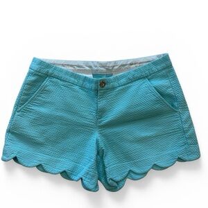 Lilly Pulitzer Turquoise Scallop-Hem Shorts, Size 8